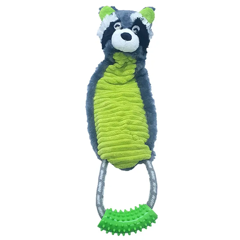 BRINQUEDO PARA CACHORRO GUAXINIM PUXADOR CORDA DE PELUCIA E SOM 52X15CM PREMIUM