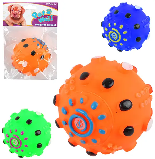 BRINQUEDO PARA CACHORRO BOLA DE PVC COM SOM 7,5CM DE Ø