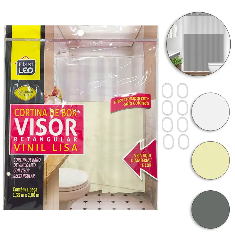 CORTINA DE BOX DE PLASTICO VINIL VISOR RETANGULAR LISA 200X135CM