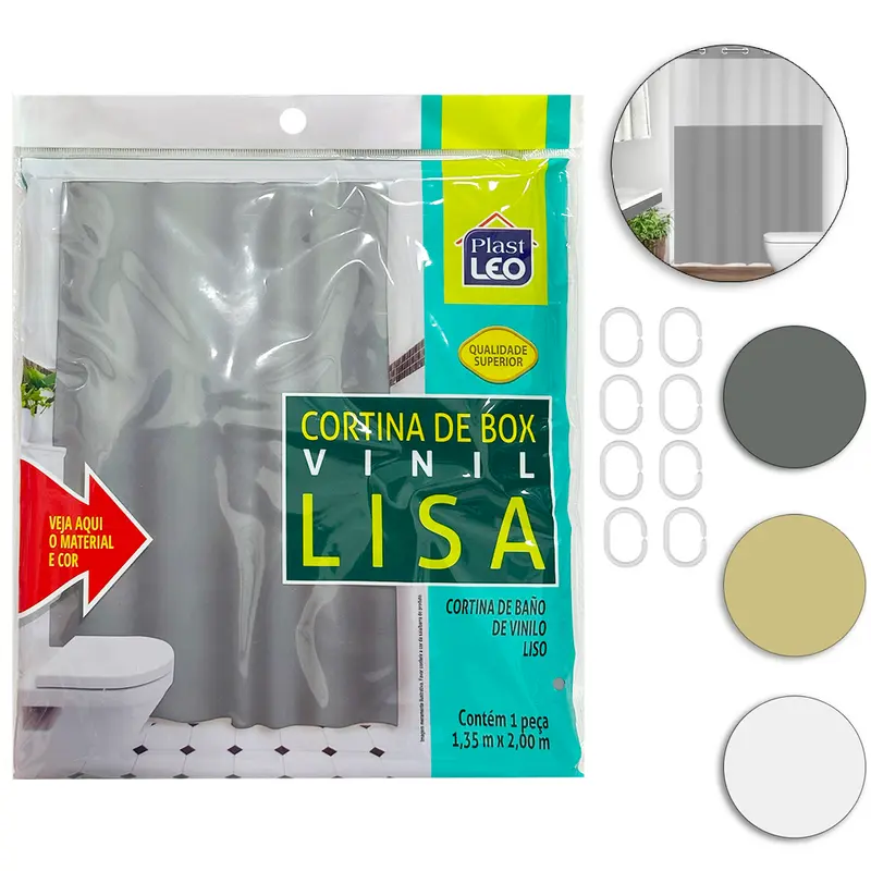 CORTINA DE BOX DE PLASTICO VINIL RETANGULAR LISA 200X135CM