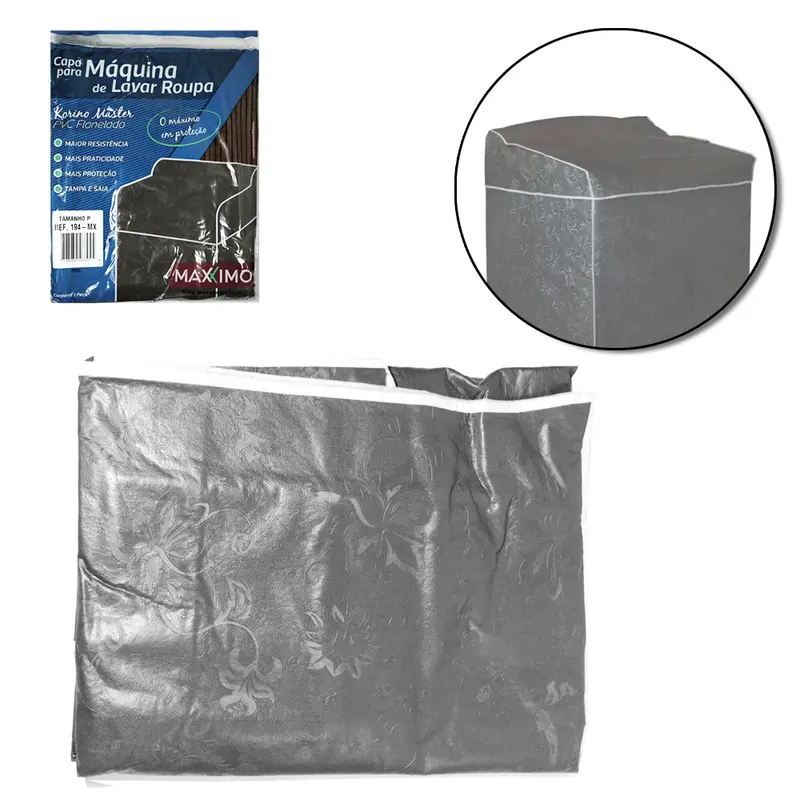 CAPA DE PVC FLANELADO PARA MAQUINA DE LAVAR KORINO MASTER TAMPA E SAIA PEQUENA 96X60X60CM