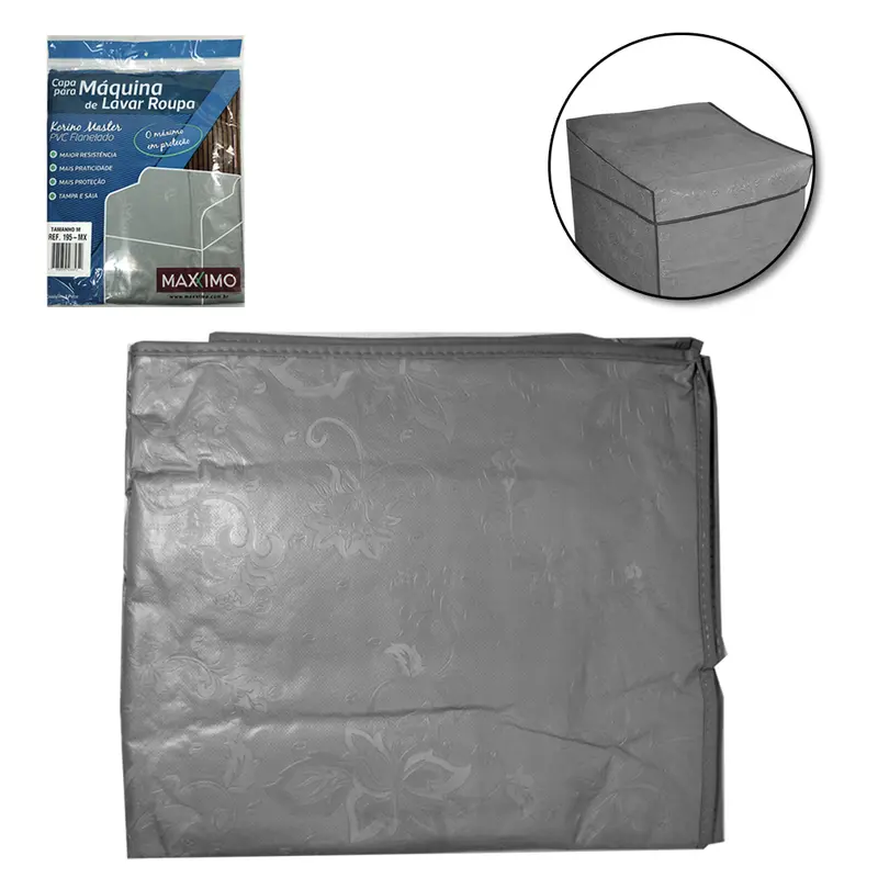 CAPA DE PVC FLANELADO PARA MAQUINA DE LAVAR KORINO MASTER TAMPA E SAIA MEDIA 98X63X63CM