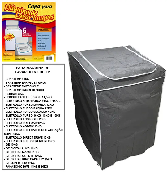 CAPA DE PLASTICO PARA MAQUINA DE LAVAR LUXO GRANDE 97X69X64CM