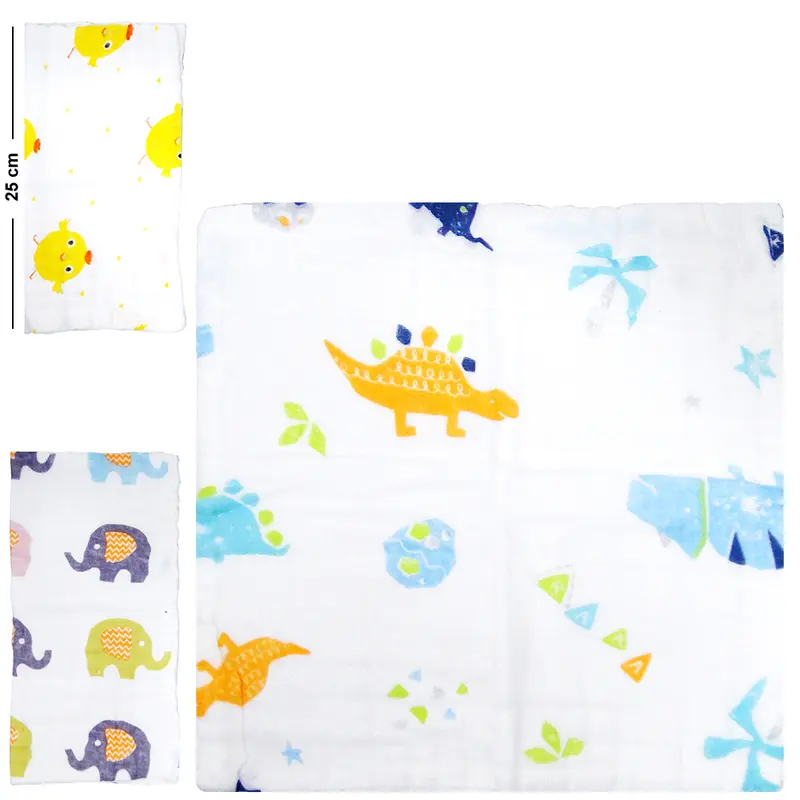 TOALHA PANO DE BOCA BEBE DE ALGODAO ESTAMPAS SORTIDAS 25X25CM