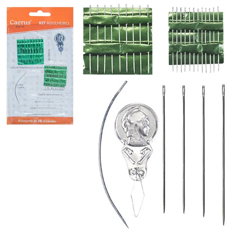KIT COSTURA CARTELA COM 27 AGULHAS + PASSADOR DE LINHA
