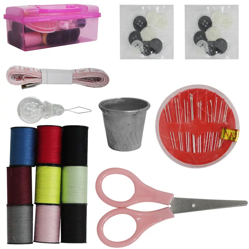 KIT COSTURA MALETA COM 16 AGULHAS + TESOURA E ACESSORIOS 50 PECAS