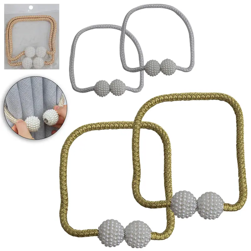 CINTO PRENDEDOR PARA CORTINA DE PLASTICO / POLIESTER PEROLAS MAGNETICO COM 2 PECAS 47CM