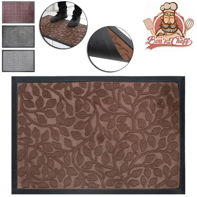 TAPETE CAPACHO DE PISO DE VELUDO RETANGULAR EMBORRACHADO 59,5X39,5CM