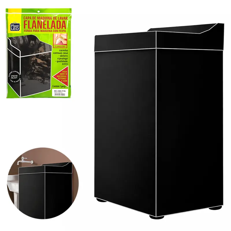 CAPA DE PVC FLANELADO PARA MAQUINA DE LAVAR BLACK P 91X63X57CM