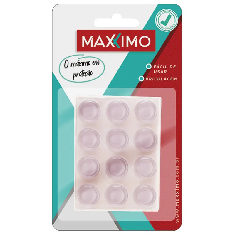 PROTETOR DE PVC TIPO PINGO REDONDO AUTOADESIVO MEDIO COM 12 PECAS 4X17MM DE Ø