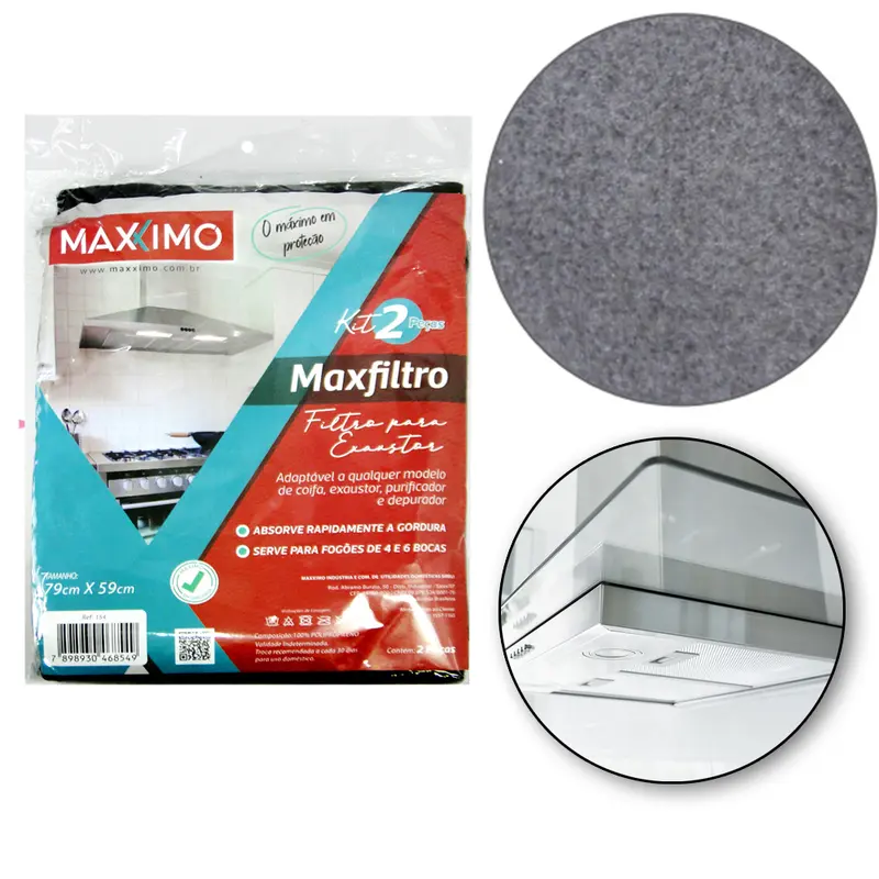 FILTRO DE POLIPROPILENO PARA COIFA / EXAUSTOR MAXFILTRO COM 2 PECAS 79X59CM