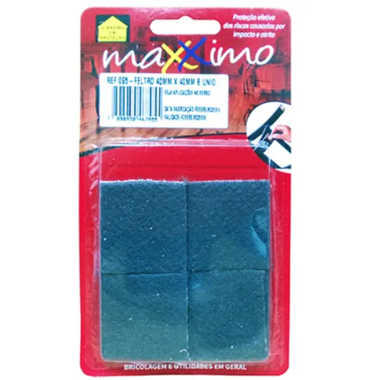 PROTETOR AUTOADESIVO PARA MOVEIS EM FELTRO QUADRADO COM 8 PECAS 4CM