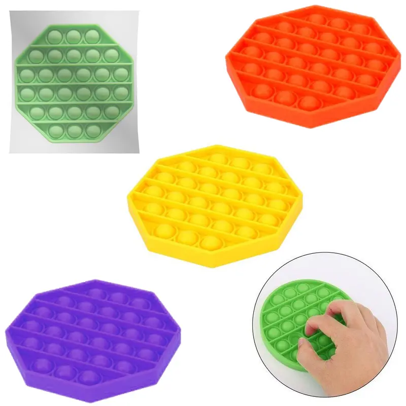 POP IT ANTI STRESS DE BORRACHA SEXTAVADO COLORS 12CM