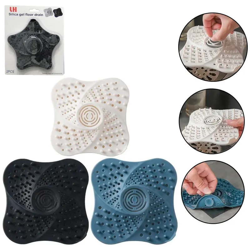 PROTETOR DE SILICONE QUADRADO / ESTRELA PARA RALO COM 2 PECAS 13CM