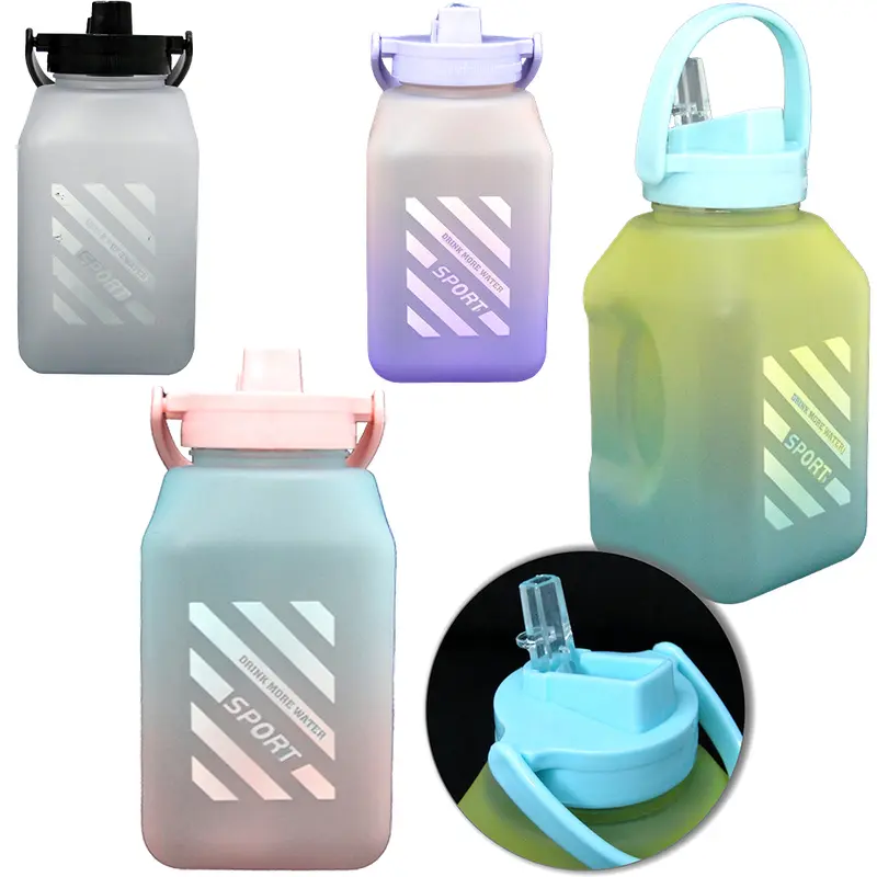 GARRAFA SQUEEZE DE PLASTICO AS EMBORRACHADO COM CANUDO + TAMPA FLIP TOP E ALCA 1000ML