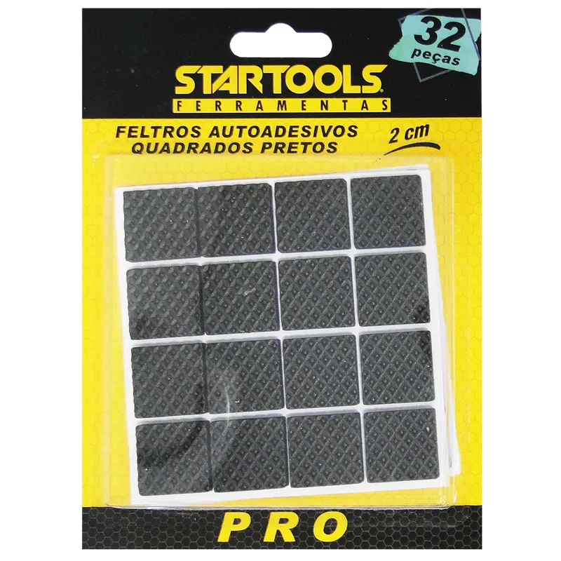 PROTETOR AUTOADESIVO PARA MOVEIS EM EVA QUADRADO PRETO PRO COM 32 PECAS 2CM