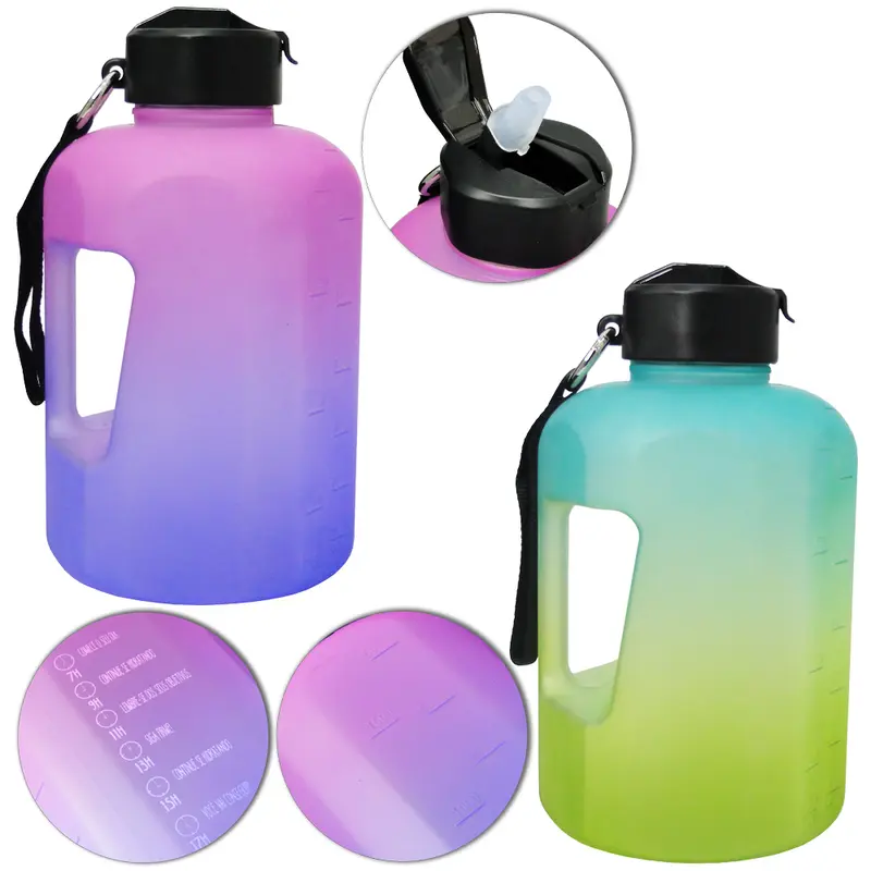 GARRAFA SQUEEZE DE PLASTICO AS EMBORRACHADO MOTIVACIONAL COM CANUDO + BOTAO 2200ML