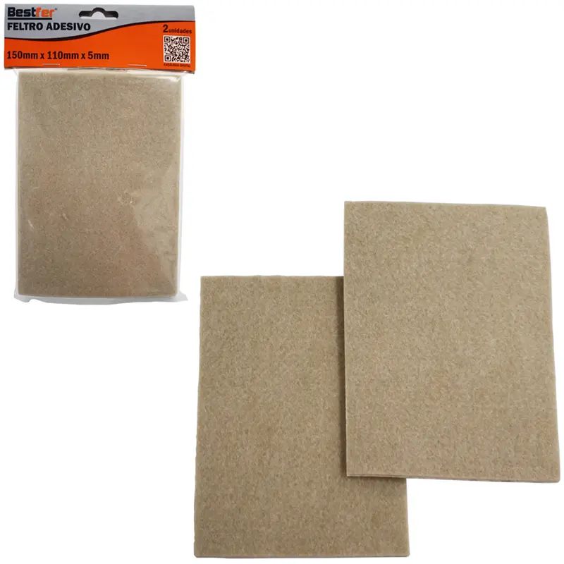 PROTETOR AUTOADESIVO PARA MOVEIS EM FELTRO RETANGULAR COM 2 PECAS 15X10CM