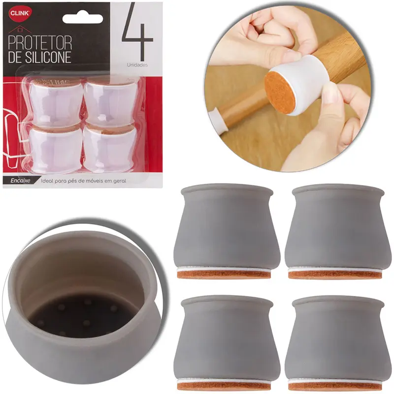 PROTETOR PARA MOVEIS DE SILICONE COM 4 PECAS 3,5X4CM DE Ø