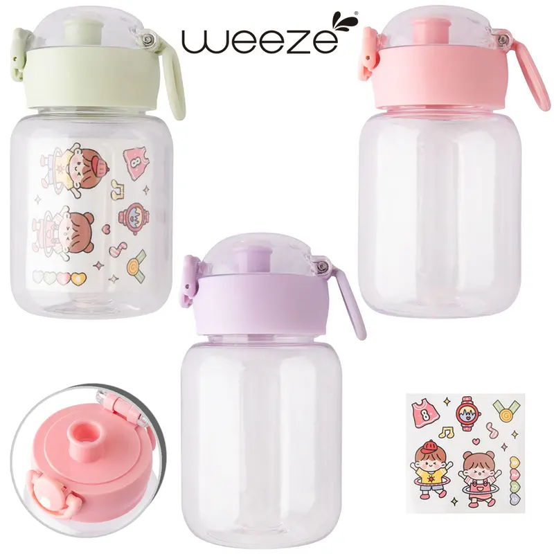 GARRAFA SQUEEZE DE PLASTICO AS COM ADESIVO + BOTAO + TRAVA E ALCA WEEZE 500ML
