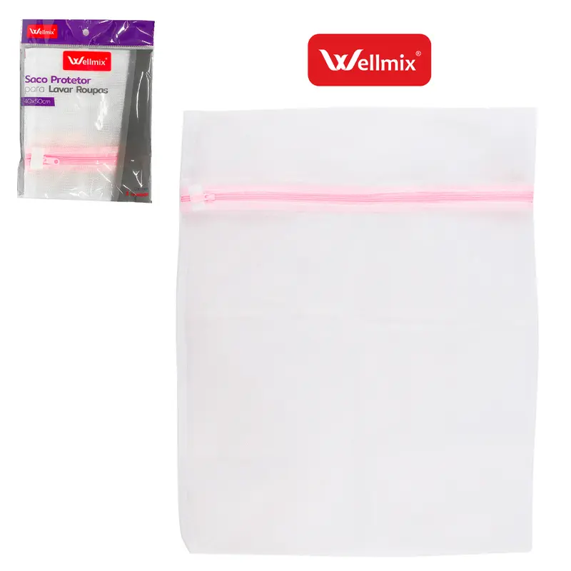 SACO PROTETOR PARA LAVAR ROUPA INTIMA COM ZIPER 40X50CM