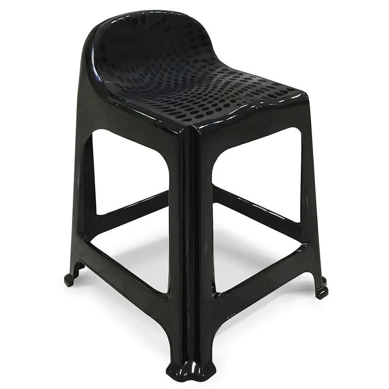 BANQUETA DE PLASTICO QUADRADA COM ENCOSTO PRETO 59X44,5X40,5CM