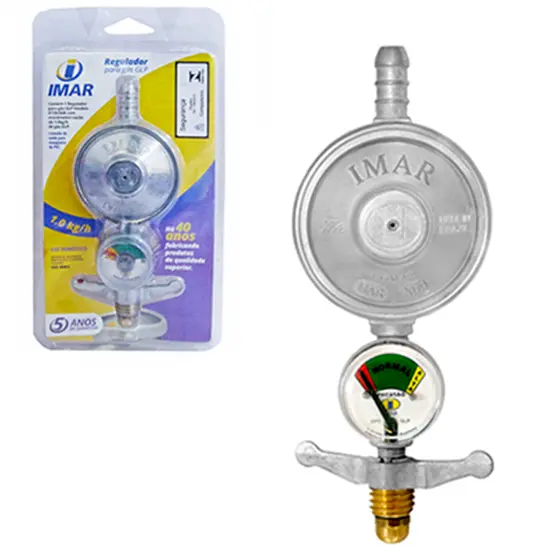 REGULADOR DE GAS DE ZAMAC COM MANOMETRO NO BLISTER