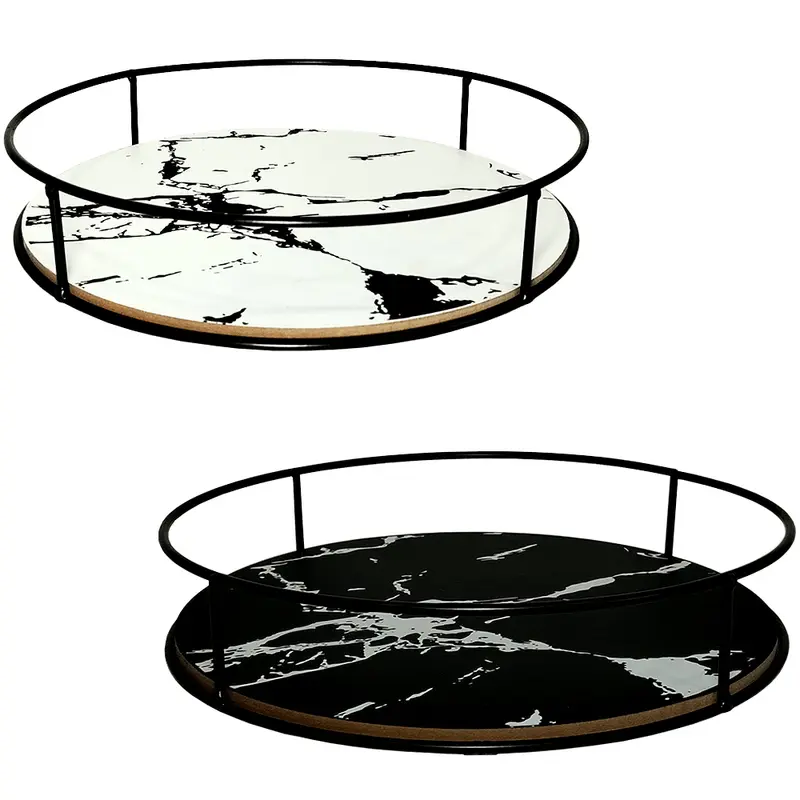 BANDEJA ARAMADO / MADEIRA REDONDA DECORATIVA MARMORE BLACK 4,5X23,5CM DE Ø