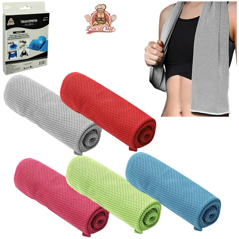 TOALHA DE MICROFIBRA ESPORTIVA PARA TREINO FITNESS REFRESCANTE COLORS 90X30CM