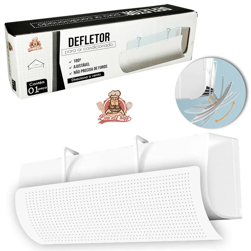 DEFLETOR PARA AR CONDICIONADO DE PLASTICO AJUSTAVEL 180º 90X27CM