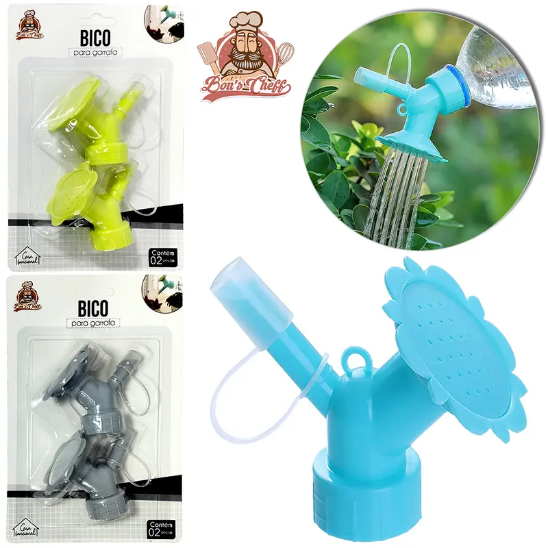 BICO REGADOR DUPLO PARA GARRAFA PET COM 2 PECAS 5,5X5CM