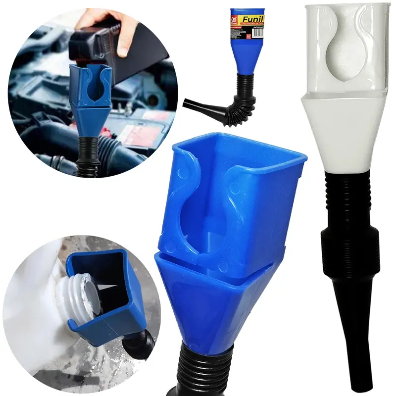 FUNIL DE PLASTICO MULTIUSO COM ADAPTADOR DE GALAO + BICO FLEXIVEL 21X4,5CM