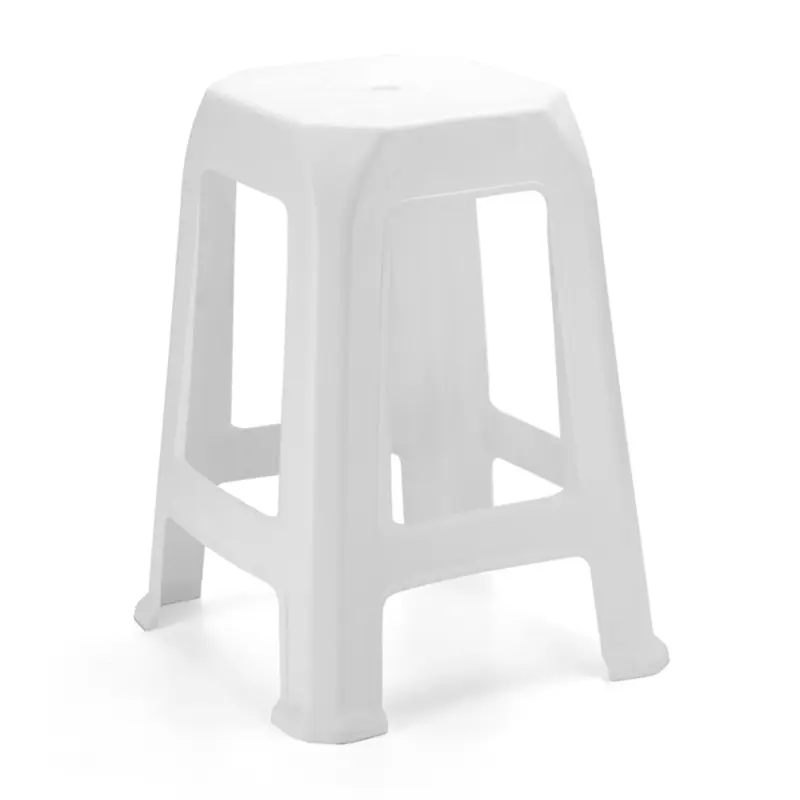 BANQUETA DE PLASTICO RETANGULAR BRANCA 47X37X34,5CM