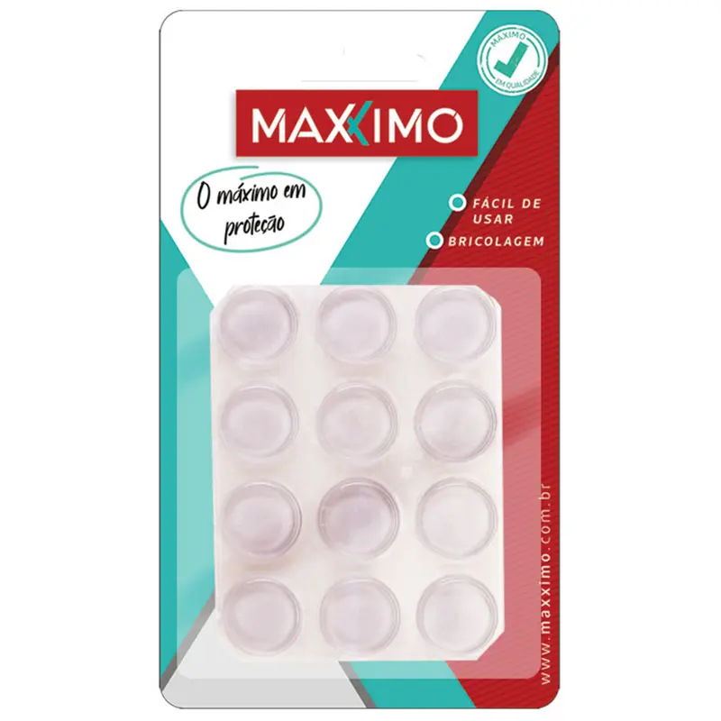 PROTETOR DE PVC TIPO PINGO REDONDO AUTOADESIVO GRANDE COM 12 PECAS 4X20MM DE Ø