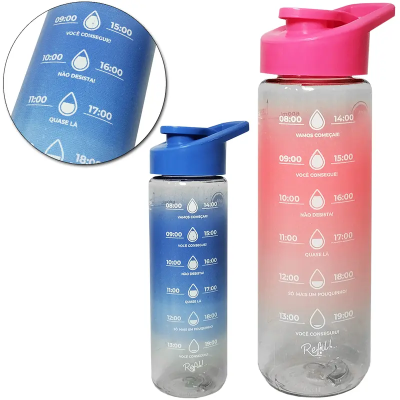 GARRAFA SQUEEZE DE PLASTICO PET BICOLOR COM TAMPA E ALCA 700ML