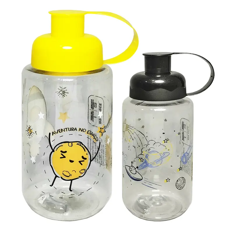 GARRAFA SQUEEZE DE PLASTICO PET SPACE COM TAMPA E ALCA 400ML