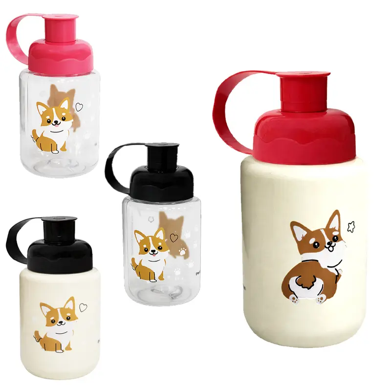 GARRAFA SQUEEZE DE PLASTICO PET PETS COM TAMPA E ALCA 330ML