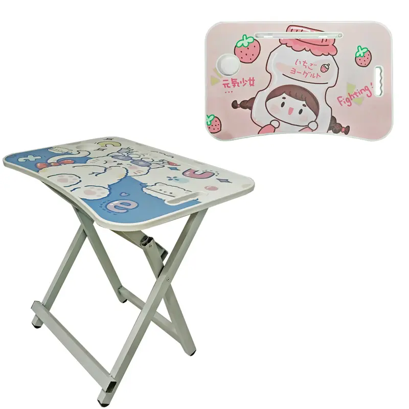 MESA DE PLASTICO RETANGULAR INFANTIL COM PORTA COPO + PES RETRATEIS DE METAL 60X55X40CM