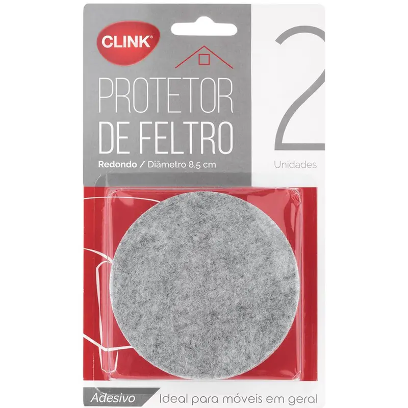 PROTETOR AUTOADESIVO PARA MOVEIS EM FELTRO REDONDO COM 2 PECAS 8,5CM DE Ø NA CARTELA