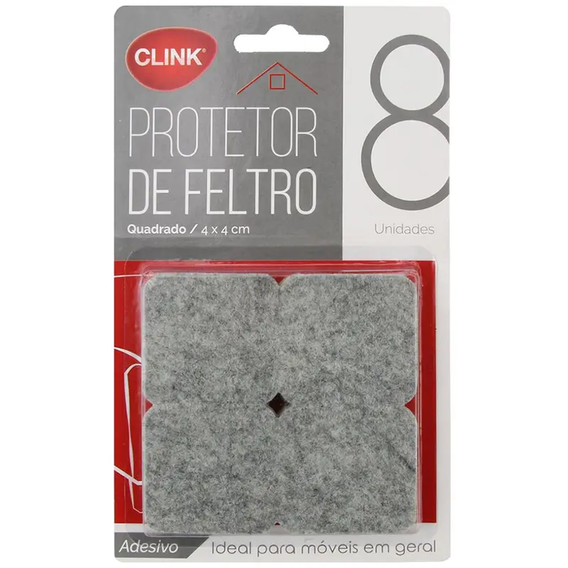 PROTETOR AUTOADESIVO PARA MOVEIS EM FELTRO QUADRADO COM 8 PECAS 4CM NA CARTELA
