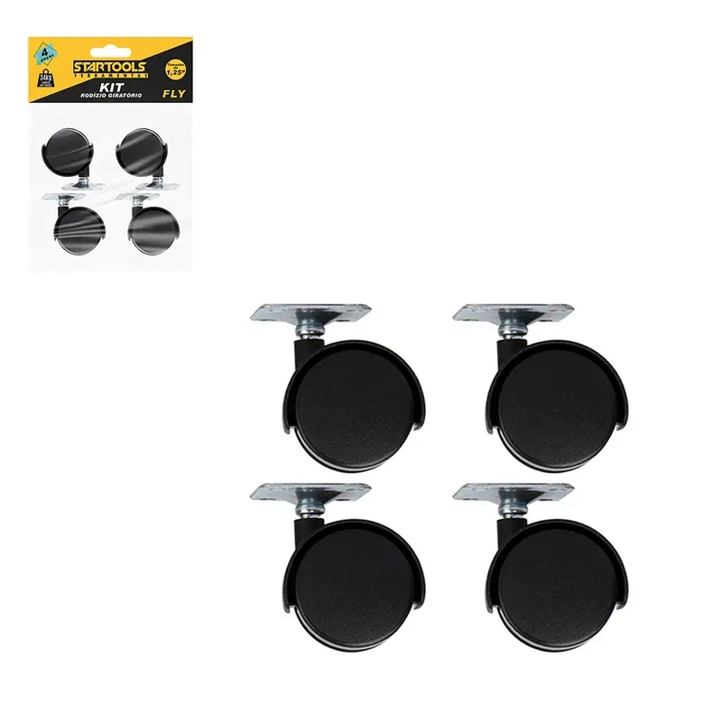 KIT RODIZIO GIRATORIO PRETO 1,25'' FLY COM 4 PECAS