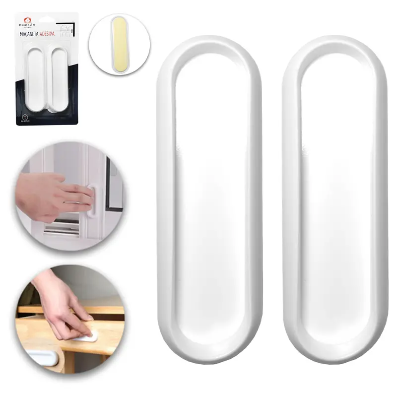 MACANETA PUXADOR DE PLASTICO PARA MOVEIS AUTOADESIVO COM 2 PECAS 11X3,5X1,5CM