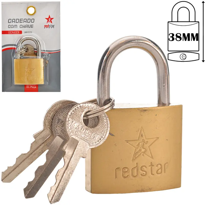 CADEADO 38MM HASTE CURTA COM 3 CHAVES LOCK&LOCK