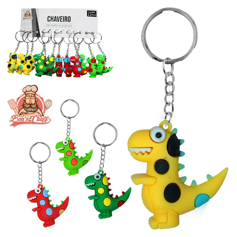 CHAVEIRO EMBORRACHADO DINOSSAURO COM 12 PECAS 5X5CM