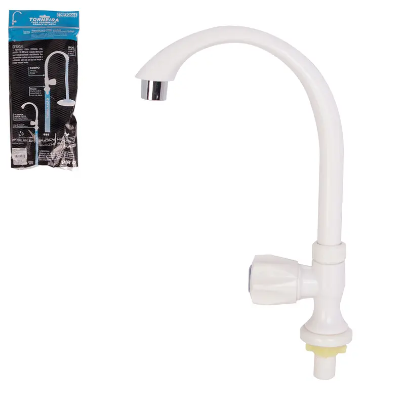 TORNEIRA DE PLASTICO PVC BRANCA GIRATORIA PARA COZINHA DE MESA PRO 32,5X10X5CM