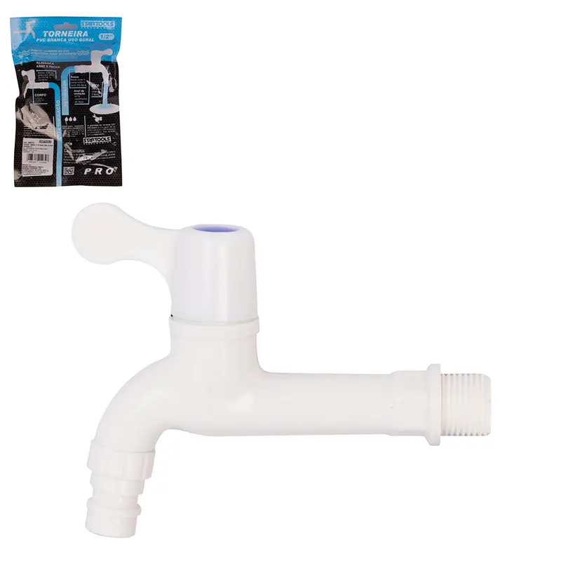 TORNEIRA DE PLASTICO PVC BRANCA ½'' DE PAREDE PRO 12,8X10X3CM