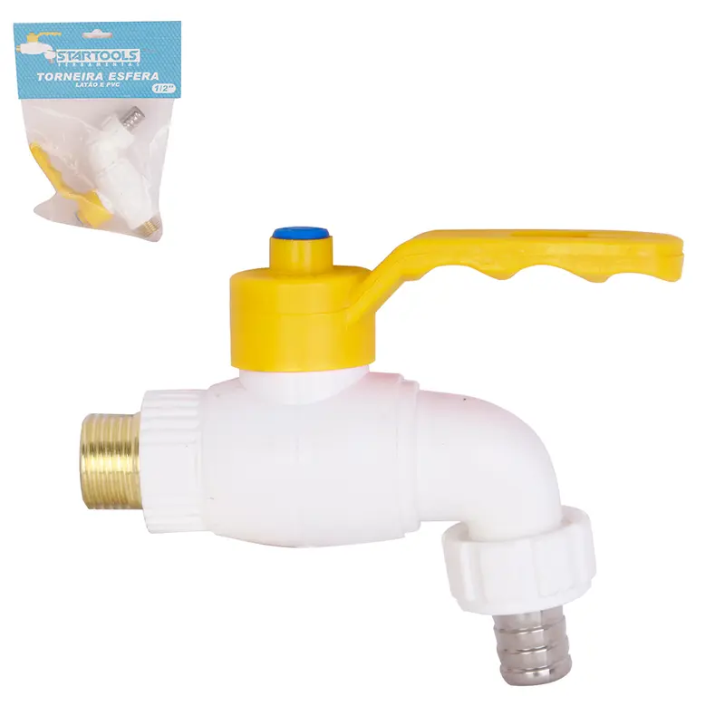 TORNEIRA DE ESFERA ½' DE PLASTICO / LATAO DE PAREDE PRO 13X9,5X4CM