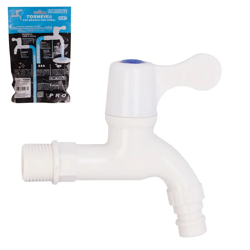 TORNEIRA DE PLASTICO PVC BRANCA ½'' DE PAREDE PRO 10X10X2,5CM