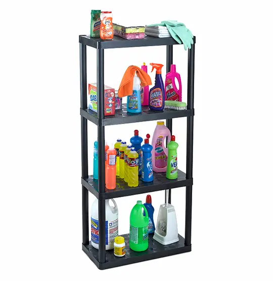 PRATELEIRA DE PLASTICO RETANGULAR PRETA 127X60X30CM