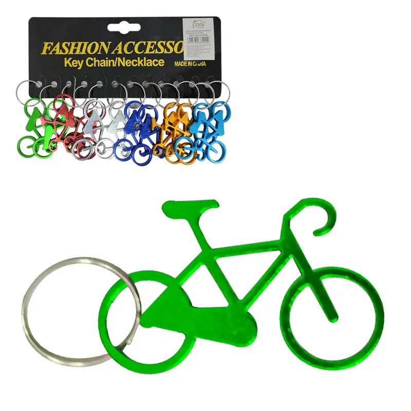 CHAVEIRO DE METAL BICICLETA ABRIDOR DE GARRAFA / LATA COLORS COM 12 PECAS 6X2,8CM